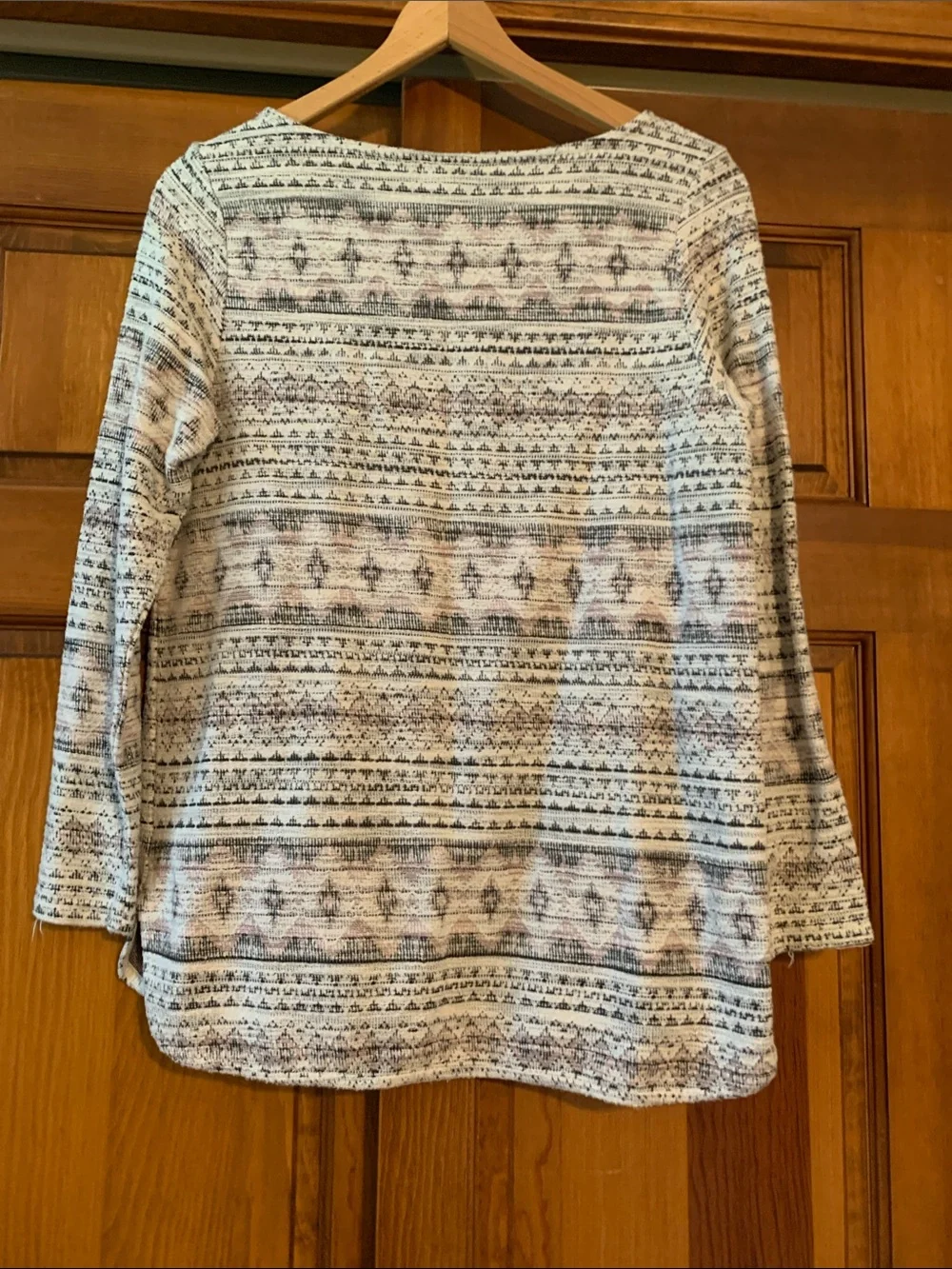 H&M Women’s Patterned Long-Sleeve Pullover Top - Cream & Gray
